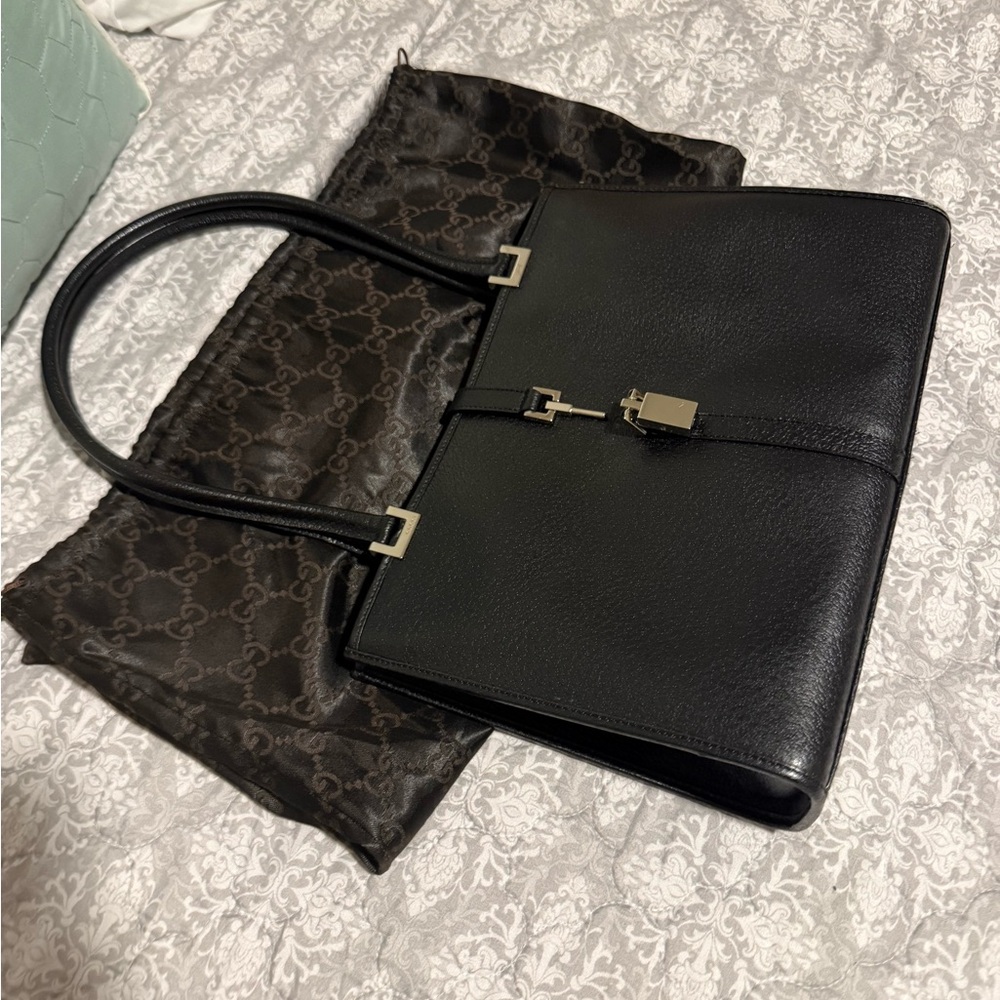 Gucci leather black satchel bag